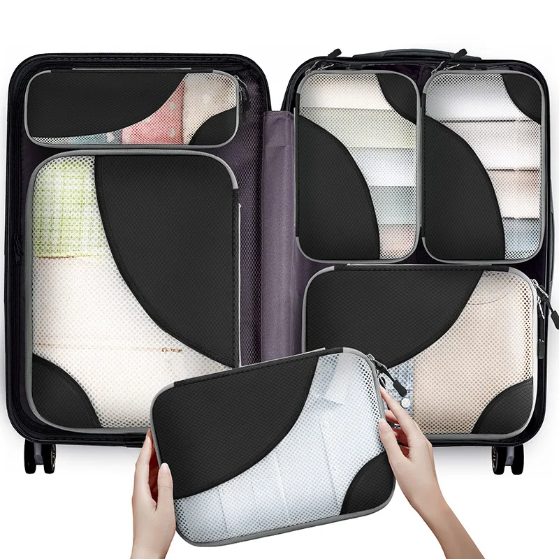 Packing Cubes for Suitcases, Travel Essentials, Anti-Tear Luggage Organizers, Clothes Storage Bags, Accessories, 6 Set