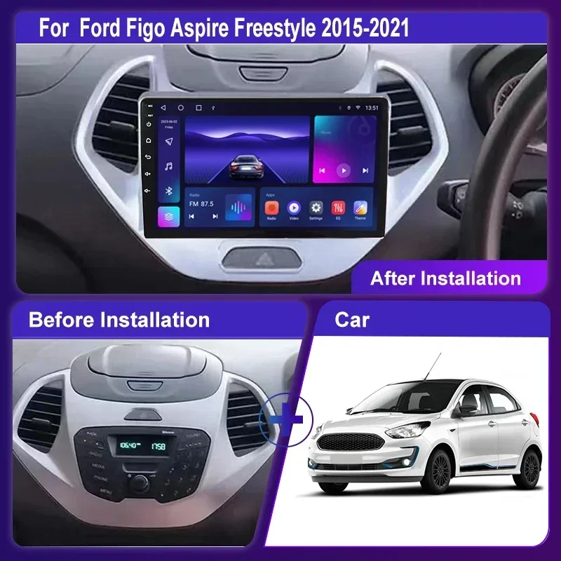 9'' Android 12 Car Gps Navigation Multimedia Player Ford Figo Aspire Freestyle 2015-2021 Voice Control Carplay Auto RDS WIFI 4G