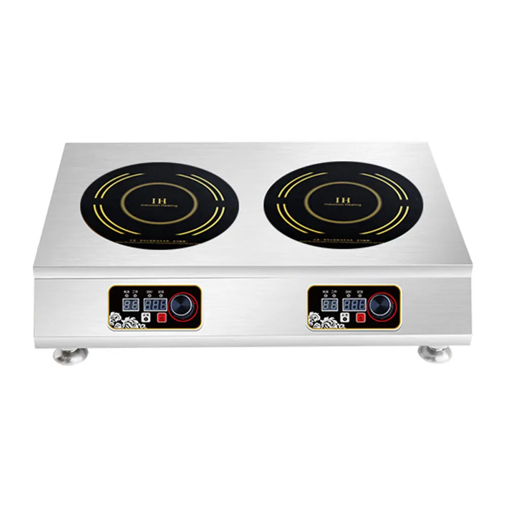 3000W Commercial Induction Cooker Double-headed Cooktop Black Crystal Panel Multi-function High-power induction plate