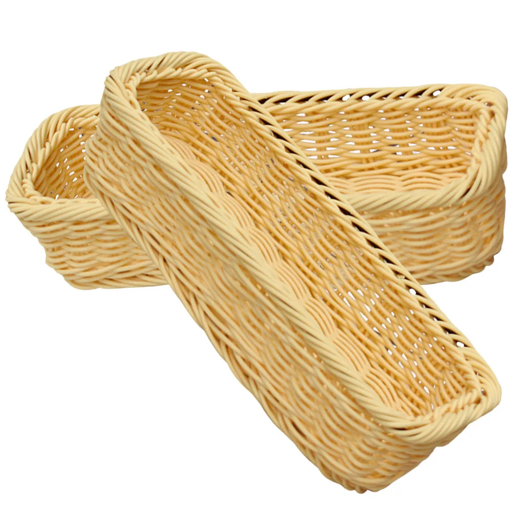 

2Pcs Plastic Woven Basket Creative Sundry Organizer Storage for Cutlery Spice Jars Snacks Home Kitchen Use