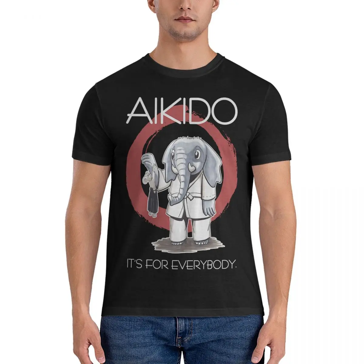 Es ist für alle (dunklen) Männer T-Shirt Aikido lässig T-Shirt Kurzarm o Hals T-Shirts Baumwolle Geschenk Kleidung