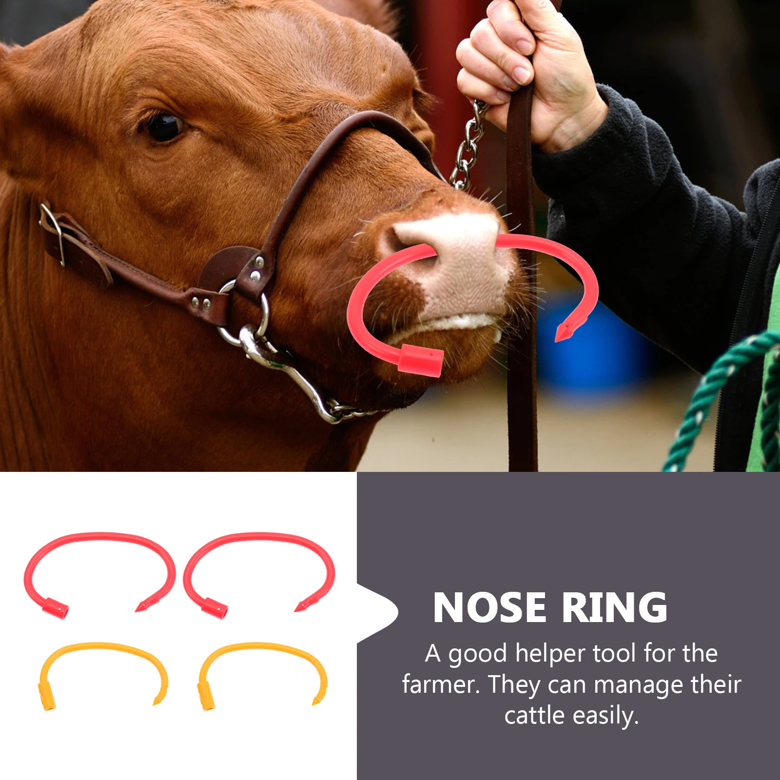 

4pcs Nylon Cow Nose Ring Durable Livestock Traction Tool Stable Cattle Ring Farming Equipment Bull Nose Pliers