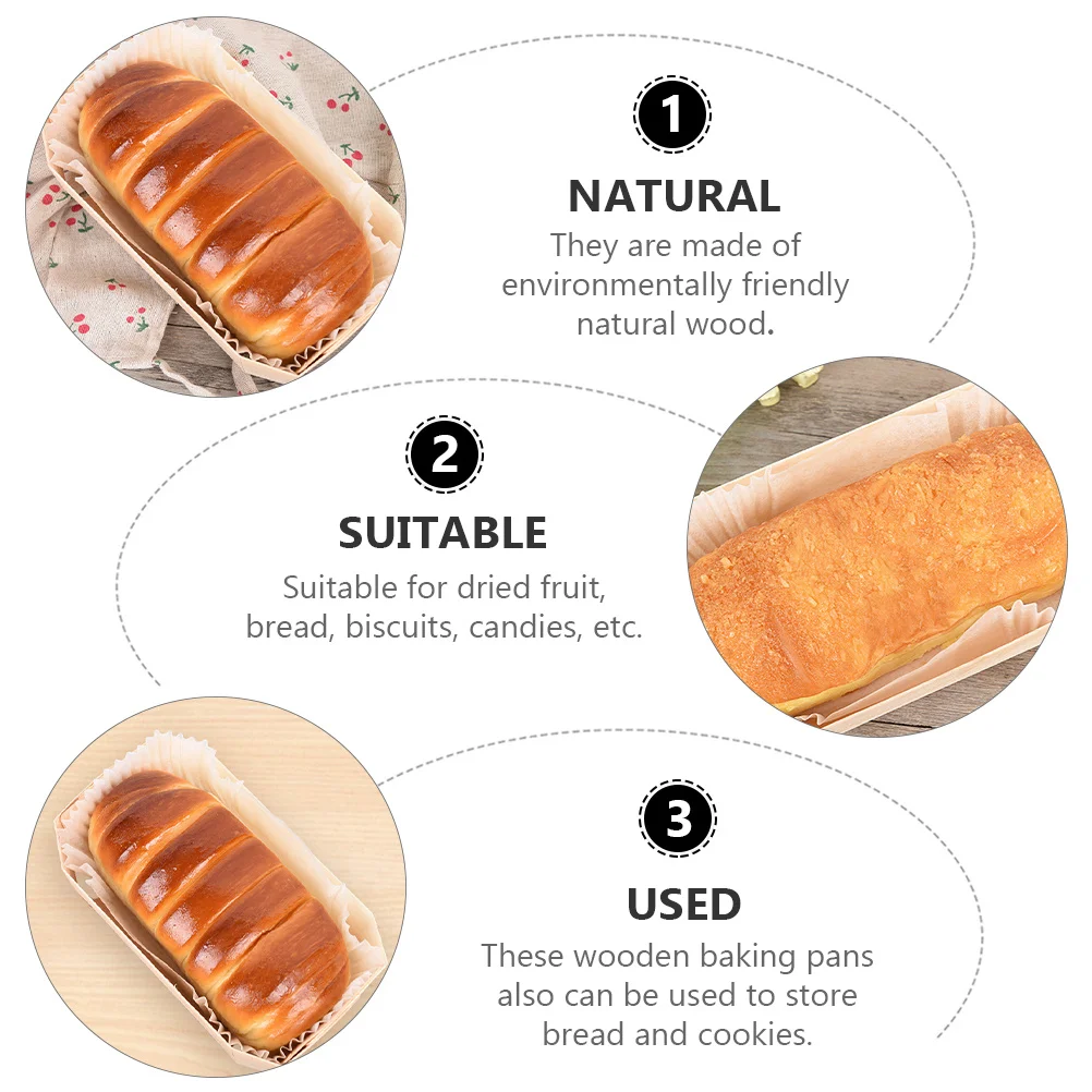 

10pcs Wooden Baking Pans Natural Wood Disposable Tableware For Bread Cookies Storage Baking Dish Loaf Pan Kitchen Tool