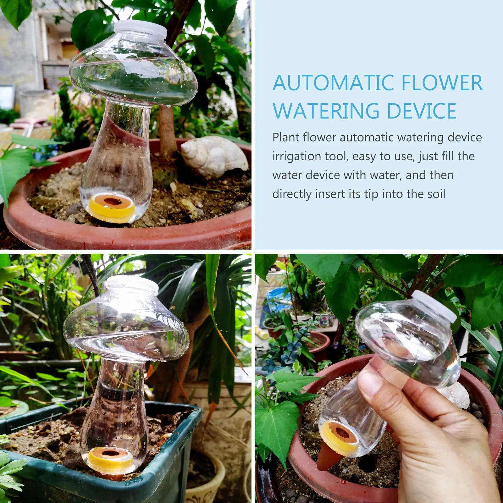 

Automatic Waterer Mushroom Plant Self Watering Device for Outdoor Plants Flower Bulb Indoor Plastic Devices Travel