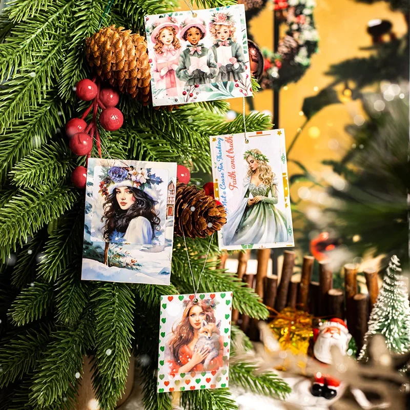 15 Uds pegatinas lindas personaje Polaroid tiempo Navidad collage papelería por paquete cuenta decoración álbum de recortes nieve 144*96mm