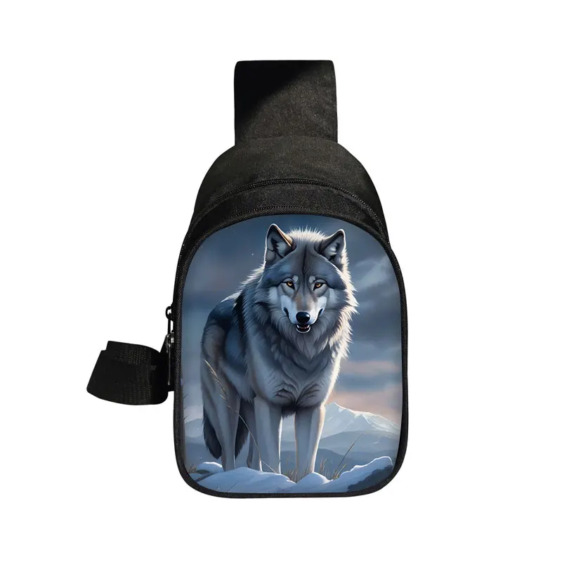 Howling Wolf Pattern Chest Bags Wolf Under The Moonlight Crossbody Bag Shoulder Bags for Travel Purse Phone Key Wallet Holder