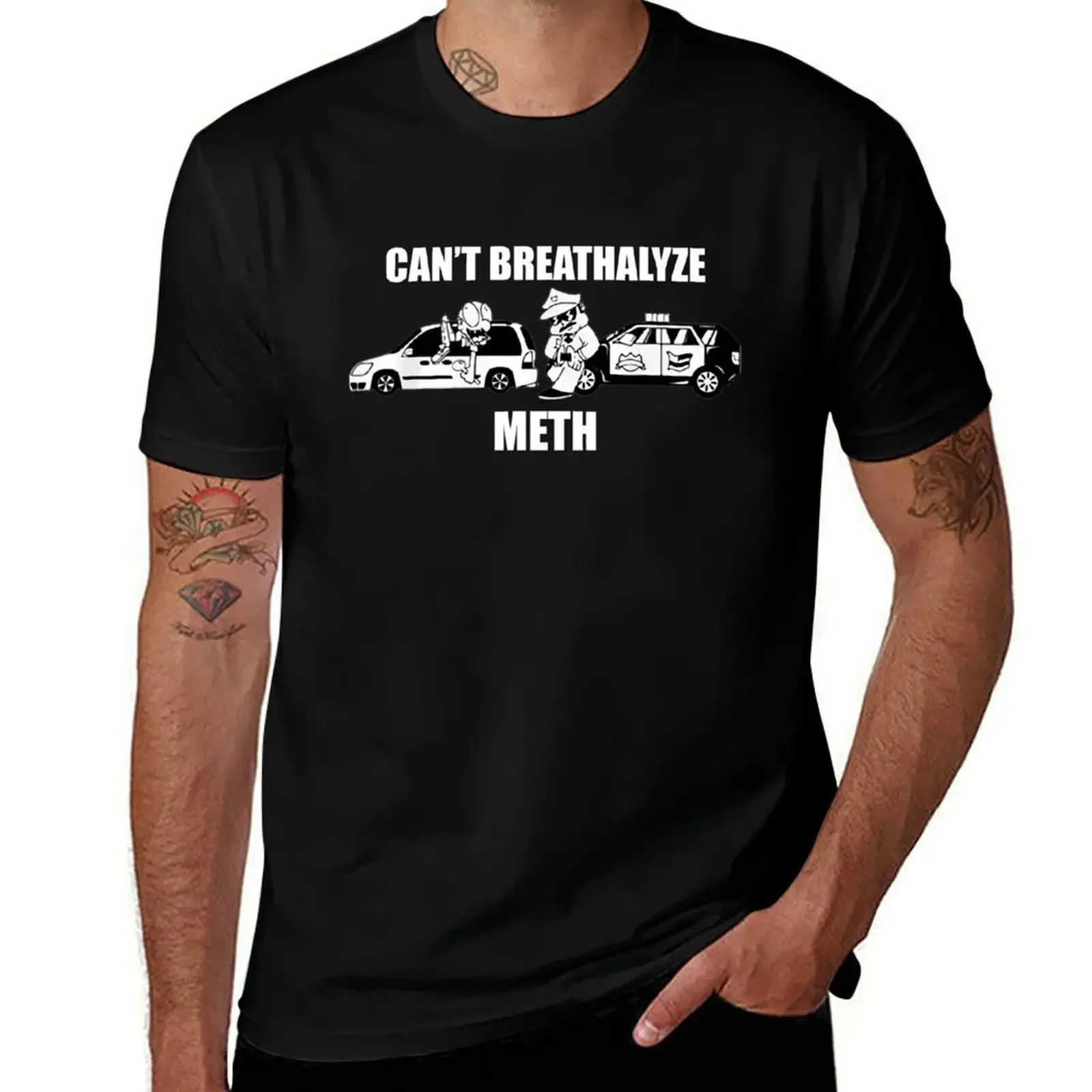 Can’t breathalyze meth T-Shirt T-shirts oversize blue archive summer clothes mens graphic t-shirts funny