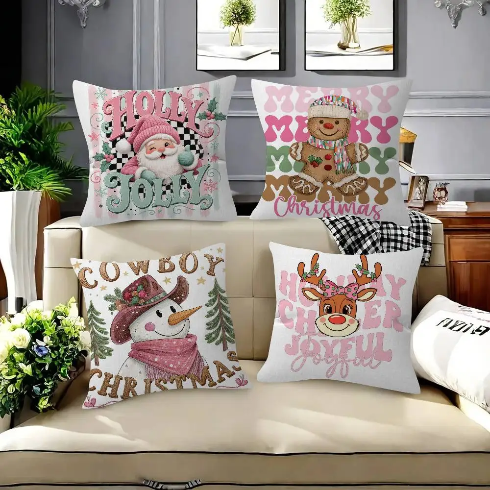 Merry Christmas cartoon   Pillowcases Home Bedding Decorative Pillow Cover Wedding Super Soft Pillow Case