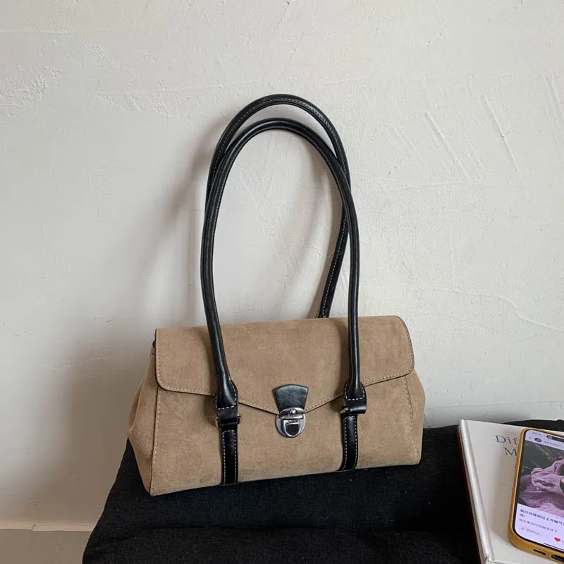 

Luxury Designer Women's Underarm Bags Autumn Winter Suede One Shoulder Bag Korean Vintage Commute Party Handbags Trend