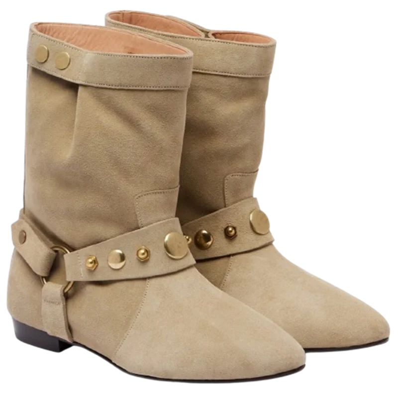 

Europe and America Women Ankle Boots Thick Low Heels Pointed Toe Western Cowboy Boots Autumn Winter Short Shoes Woman