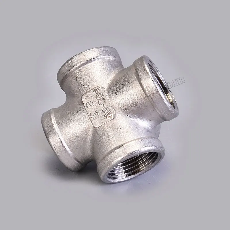 Rosca BSP hembra de 1/8 "3/8" 1/2 "3/4" 1 ", conector cruzado de 5 vías, accesorio de tubería de acero inoxidable de cinco vías