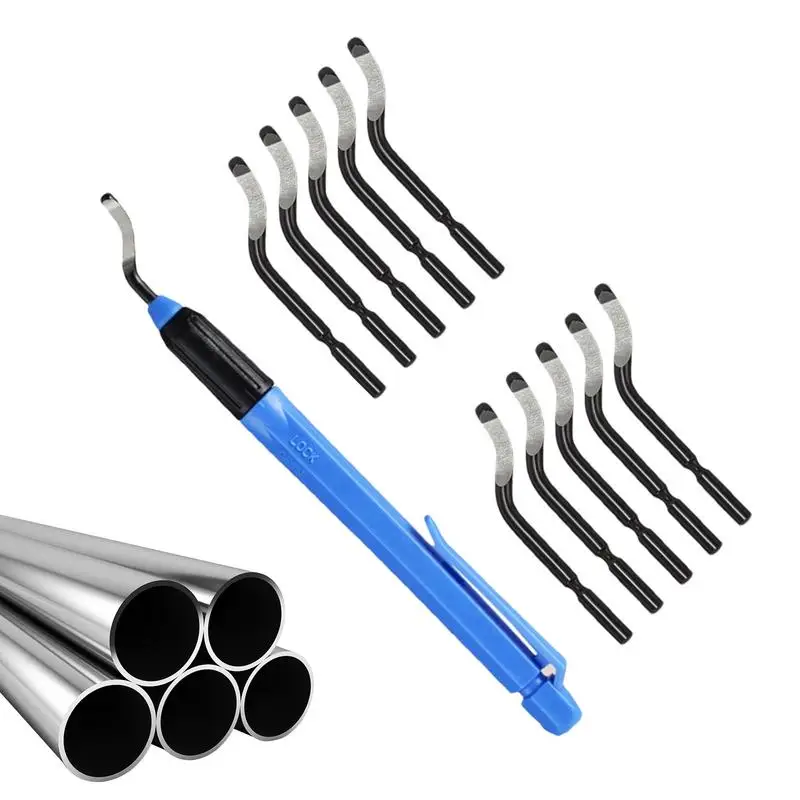 

Plumbing Deburring Tool Manual Alloy Chamfer Tool in Pen Shape Portable Burr Removal Cutters Reamer Tool with 11 Cutters for