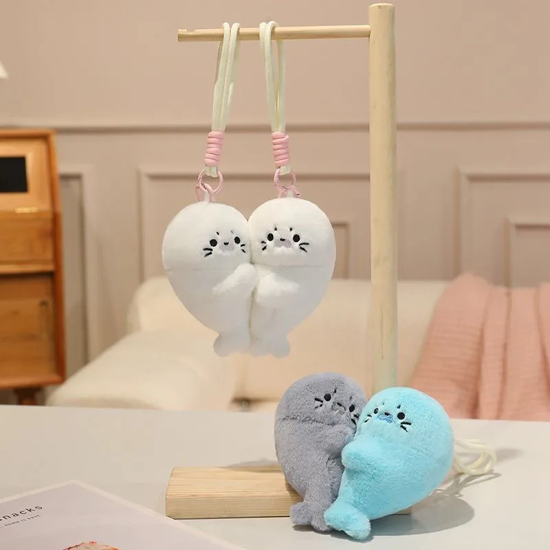 

Cute Seal Plush Keychain Soft Stuffed Sea Animal Doll Kawaii Mini Seal Plushie Pendant Bag Charm with Lanyard Gift for Girls
