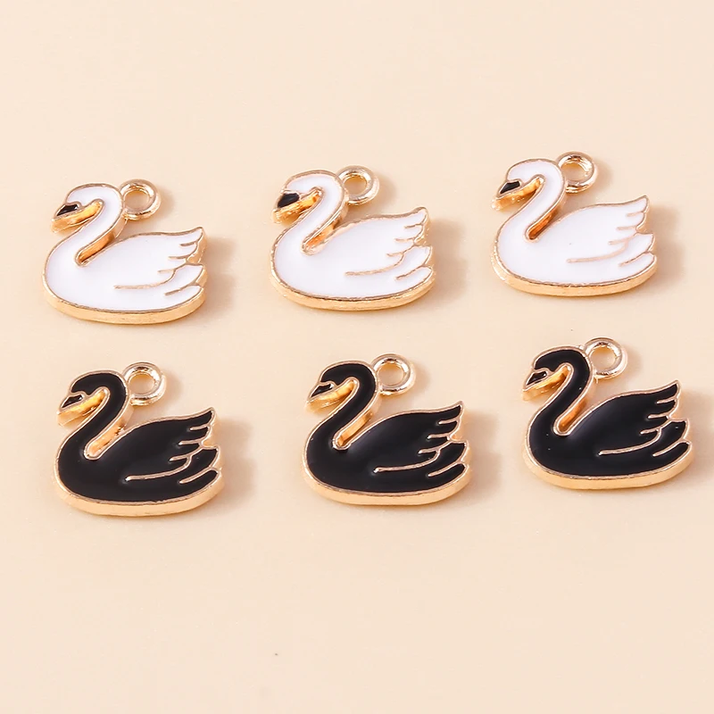 20 Stück 14 x 14 mm niedliche Emaille-Tier-Schwan-Anhänger für die Schmuckherstellung, Halsketten, Ohrringe, Armbänder, Zubehör, DIY-Handwerk, Geschenk – Detail 2