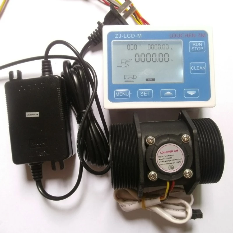 FOR G 2 2 Inch Flow Water Sensor Meter+LCD Display Flowmeter 5-300L/min+24V Power+Temperature sensor