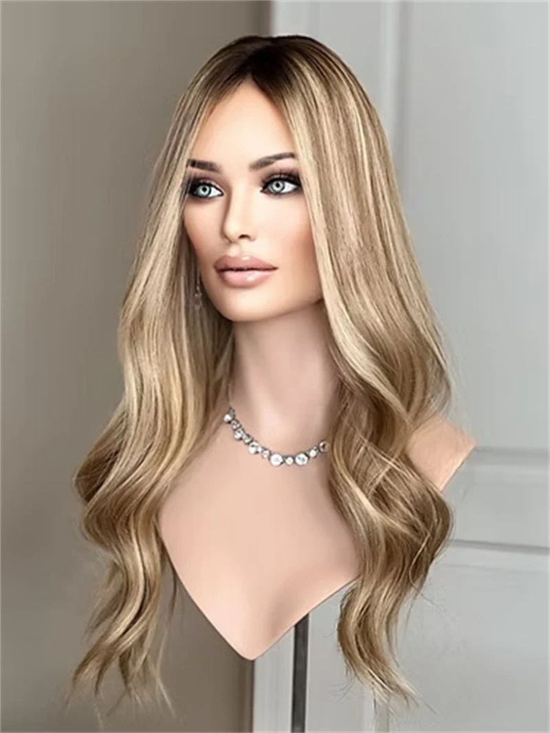 

Ready To Ship Wigs Ombre Honey Blonde Synthetic Wig Futura Fiber Synthetic HD Lace Front Wig Balayage Glueless Wig Body Wave