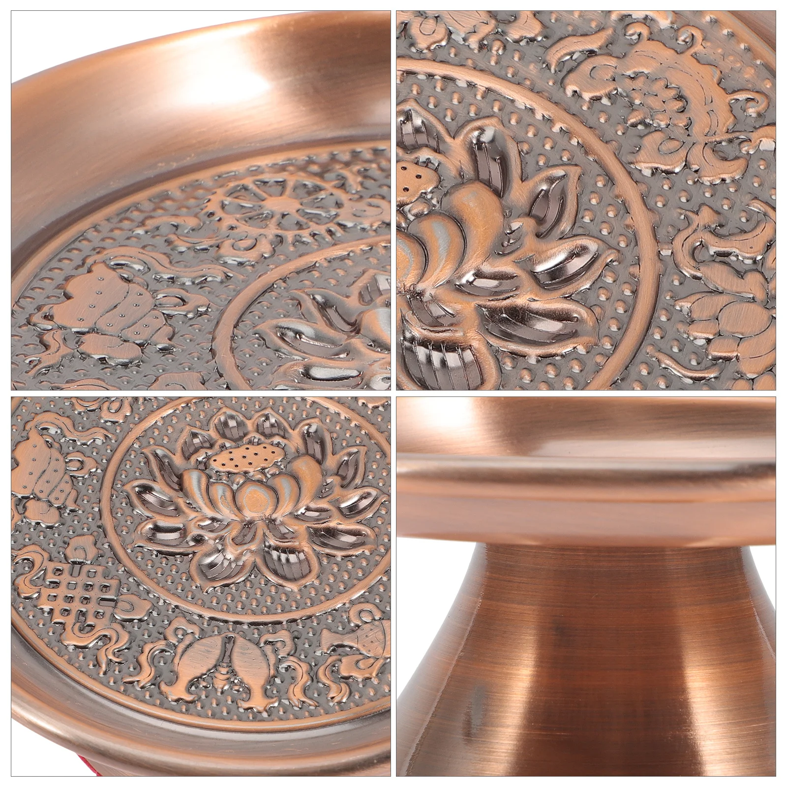 

Alloy Buddhist Offering Plate Classic Temple Fruit Tray Small Size Large Capacity Sacrificial Fruit Container Vintage Pattern