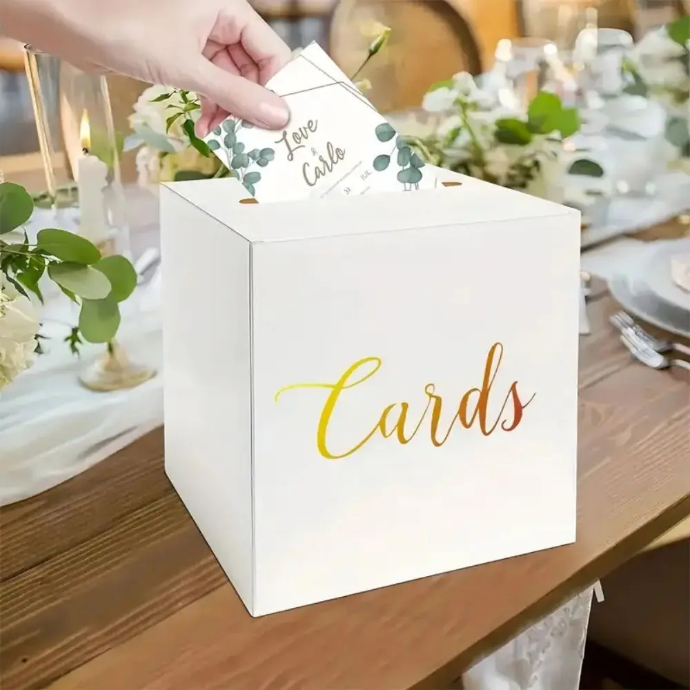 1set White Card Boxes Wedding Voting Game Box Wedding Reception Envelope Money Card Receiving Box Decor Supplies Accessories