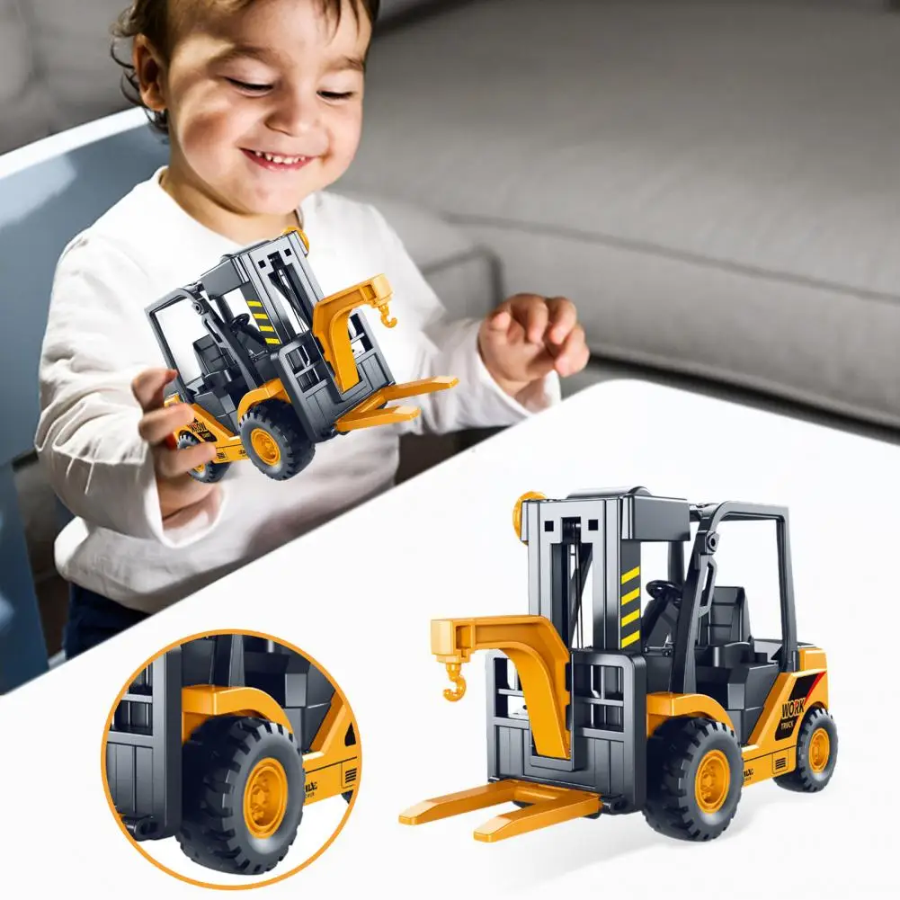 

Kids Die-cast Forklift Truck Toy Inertial Drive Fork Truck Toy Realistic Construction Vehicle Educational Lifting Crane Model