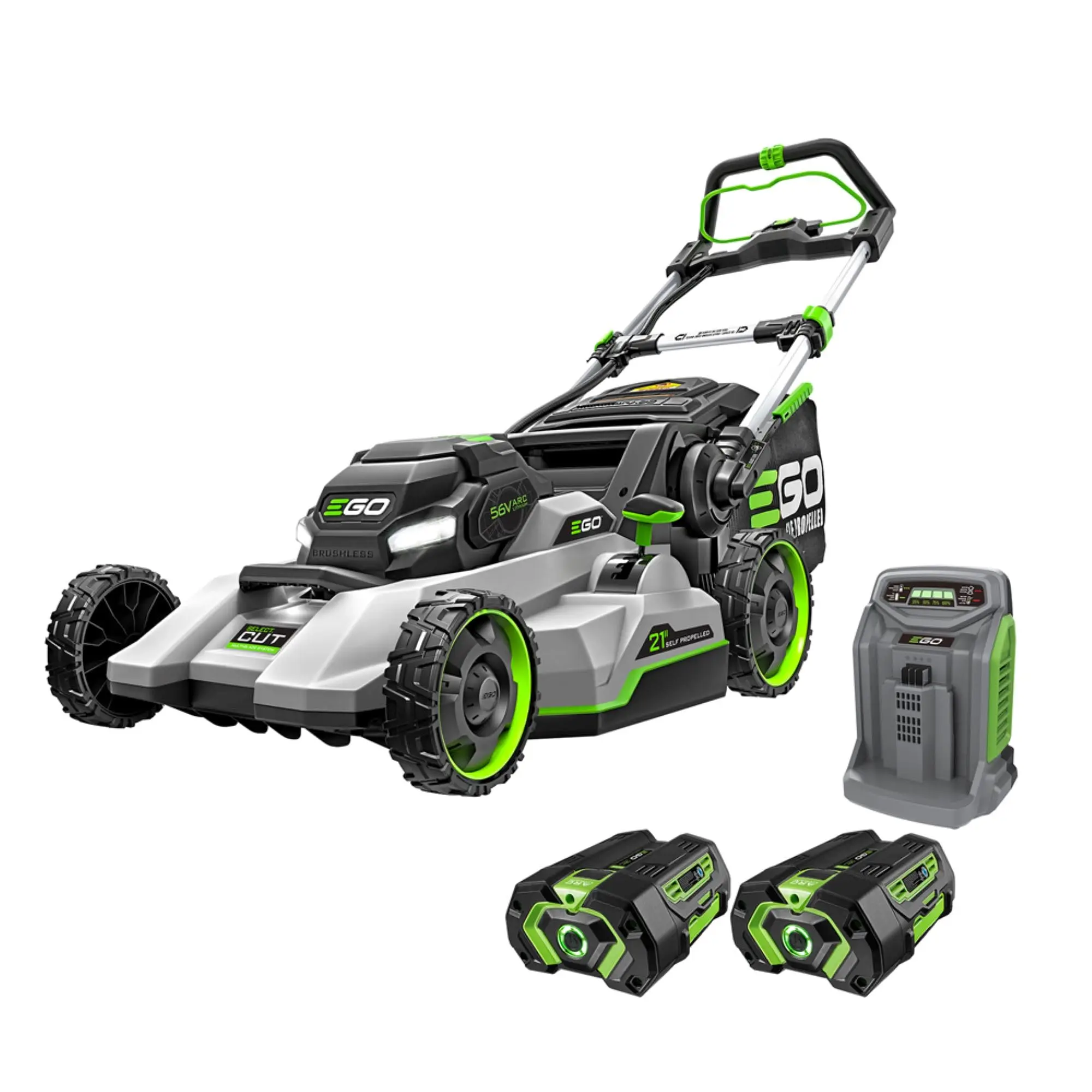 Electric Lawn Mower, Self-Propelled Cordless with Select Cut and Touch Drive, Includes (2) 56V 4.0Ah Batteries and