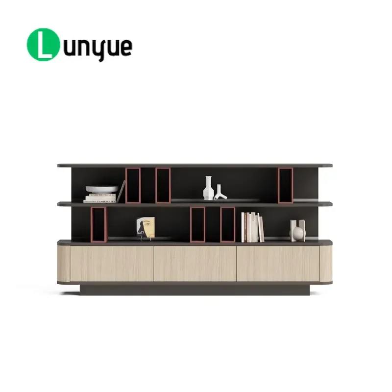 Wooden Office File Storage Cabinet Low Tea Table Home Office Furniture Organizer for Documents Books Living Room Modern