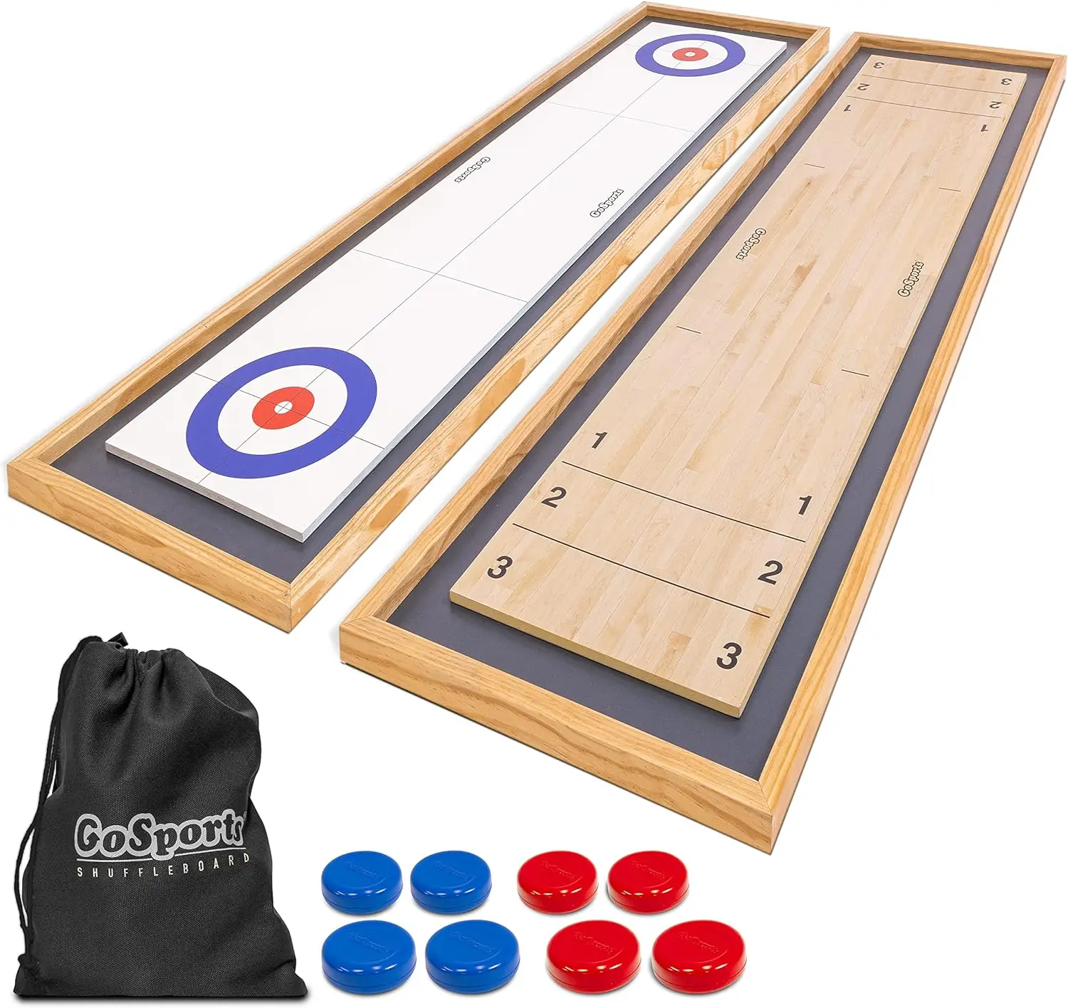 Jogos de Tabuleiro Shuffleboard e Curling, Tabletop Clássico, Tamanho Gigante, Escolha o Seu Estilo, 2 em 1