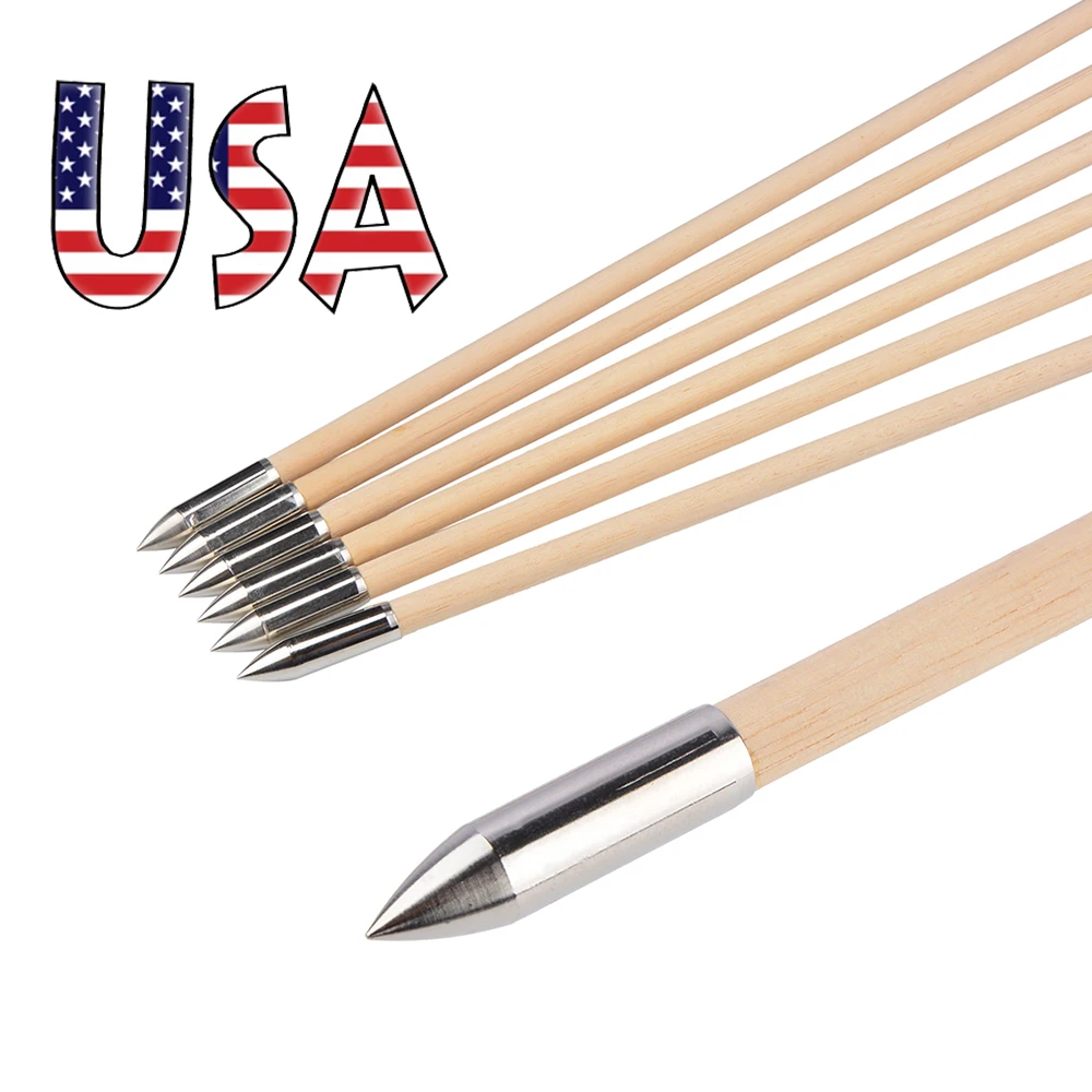 

5" Turkey Feather Wooden Arrow 8mm Arrow Shaft 12pcs Archery Traditional Longbow Recurve Bow Hunting Shooting Target Acc