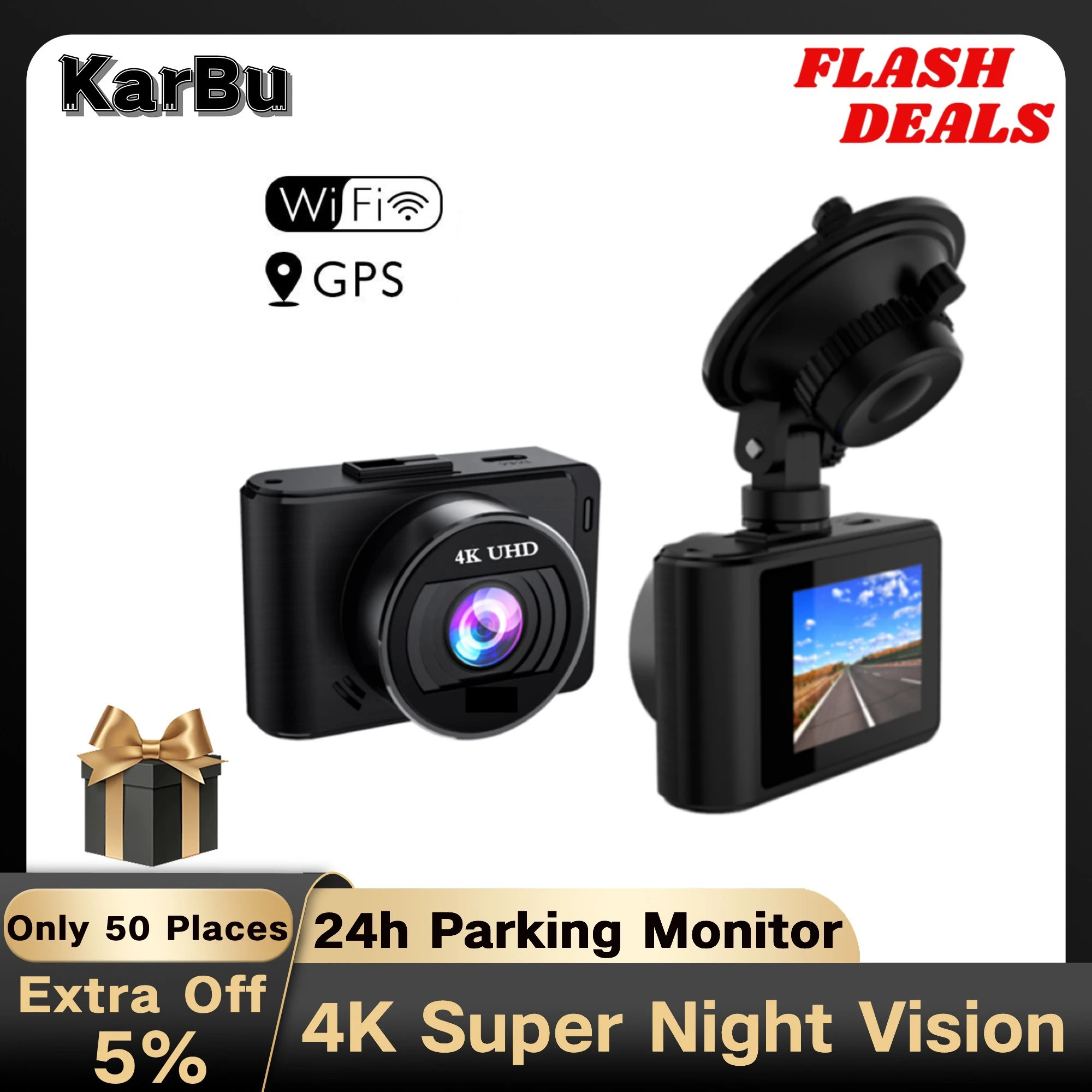 Dashcam 4K GPS WIFI 24h Parking Monitor Night Vision Dash Cam For Car Camera Mini Dvr Para Coche Kamera Samochodowa Rejestrator