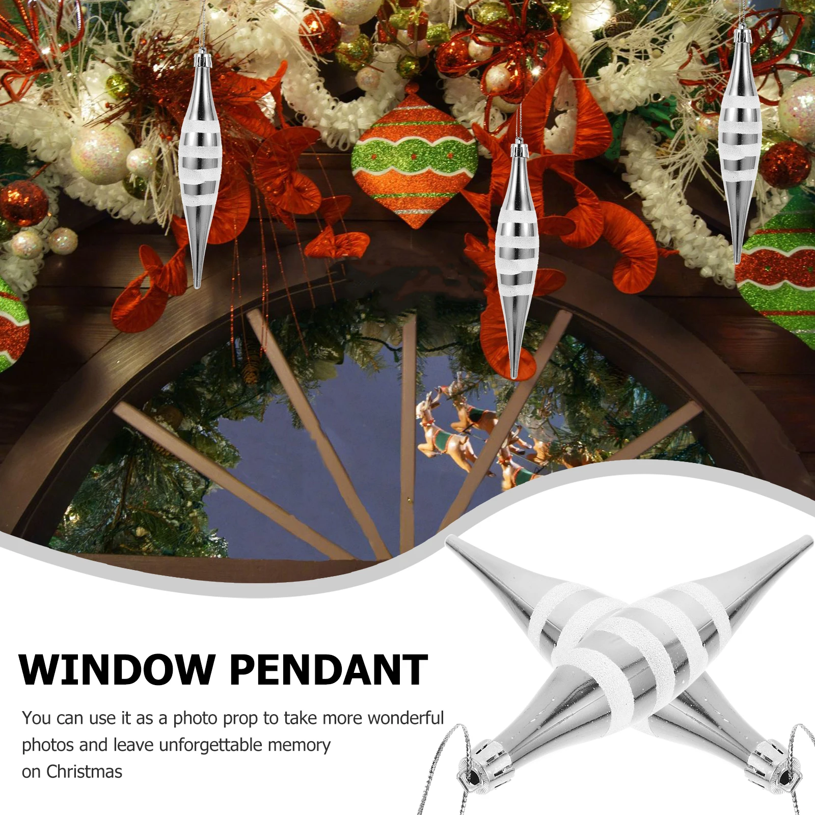 

4pcs Christmas Tree Pendants Xmas Hanging Decorations Shatterproof Ornaments Decorative Pendant For Party Festival Tapered