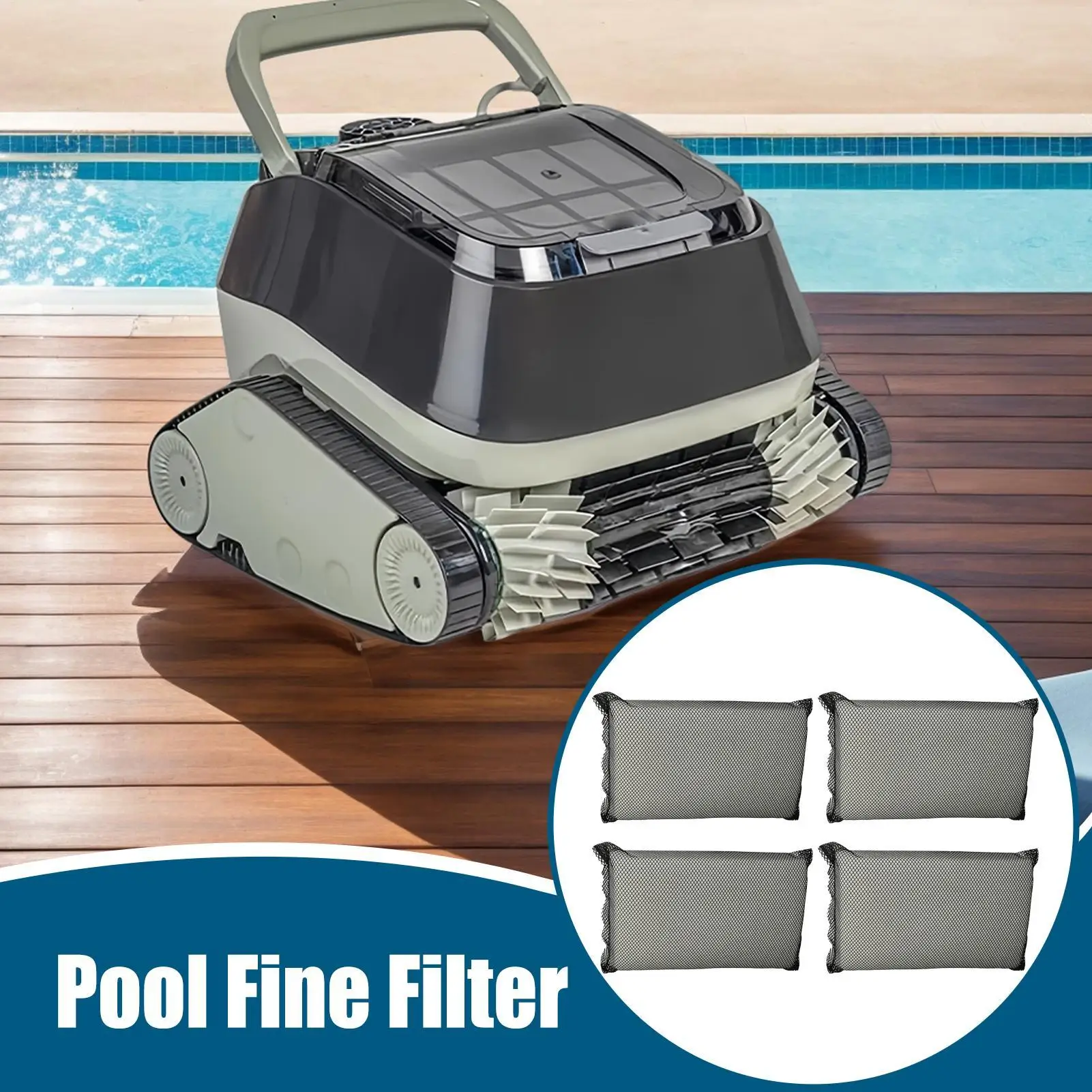 4 Stück ultrafeine Poolfilter, Ersatzfilterpads für Power 4.0 Poolroboter, Pool-Wartungs-Werkzeugset