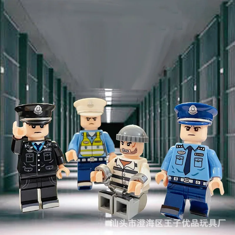 Bloques de Construcción Miniatura de Personajes de Policía, Prisioneros y Ladrones, Juguete Infantil, Muñeco Profesional, Apto para Niños