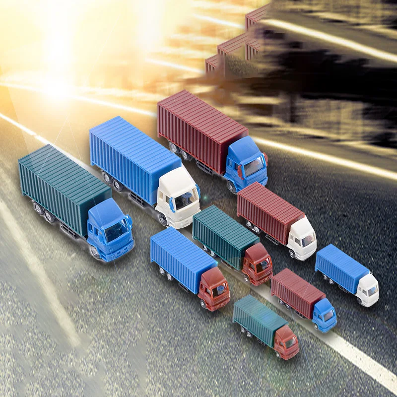 2Pcs Miniature Container Truck Model Kits Scale 1:100 1:150 1:200 Transporter Truck Lorry Vehicle Car Model Diorama Accessories view 6