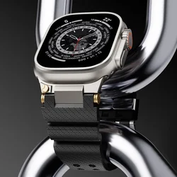 Rubber luxury band for Apple Watch Ultra 3/2 49mm ultra 49 bracelet for iWatch Series 11 10 46mm 9 8 7 45mm 6 5 4 se 44mm strap