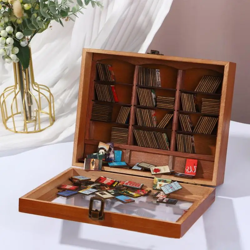 Bookshelf Stress Reliever Miniature Book Display Shelf Stress Relief Toys Miniature Book Library Ornament Shake Bookshelf Shake