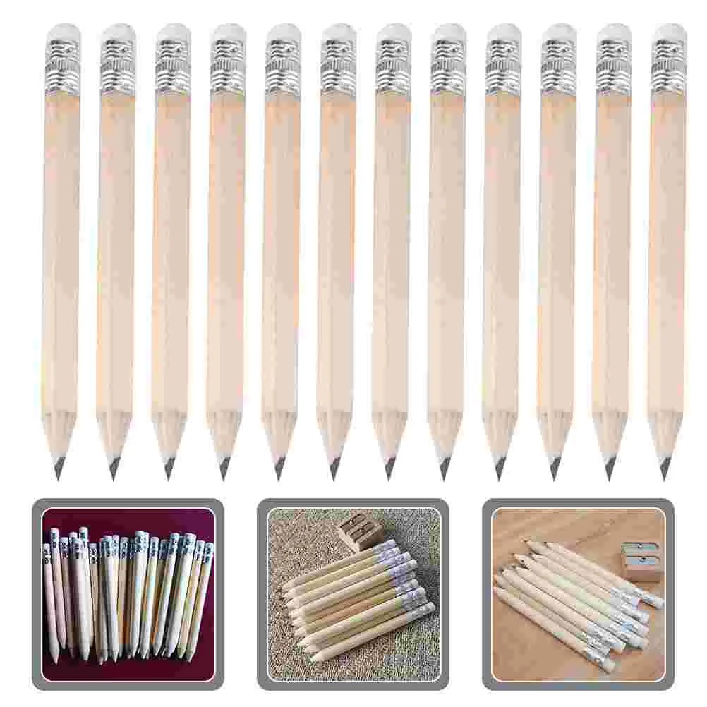 60 Pcs Short Pencil Toddler Writing Pencils Erasers for Kids Erasable Primary Small Log Pocket Student