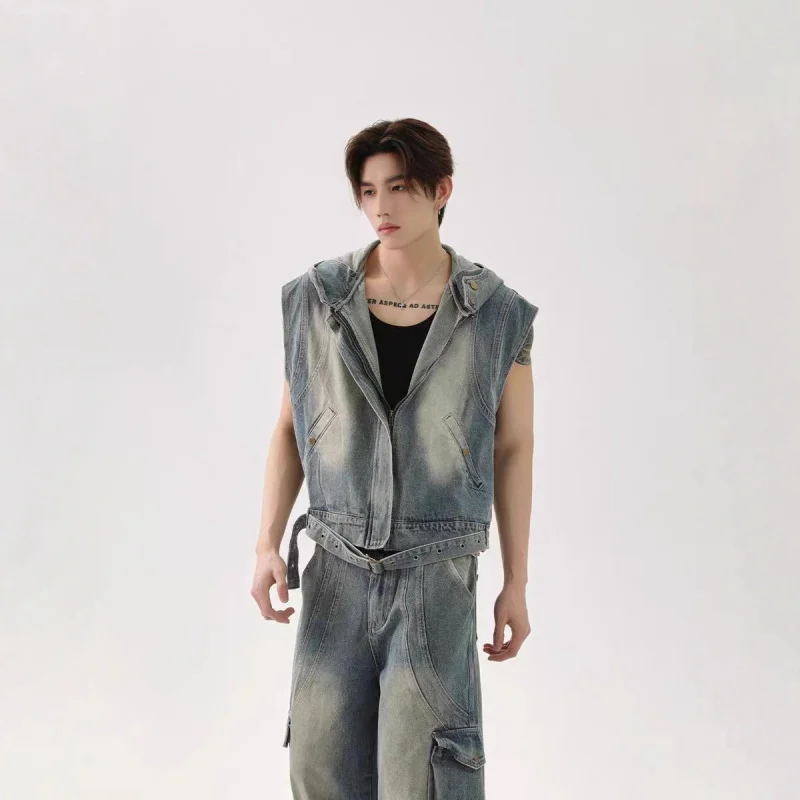سترة رجالية متعددة الاستخدامات، فضفاضة، سترة بدون أكمام، تصميم مفكك متخصص، علوي #1