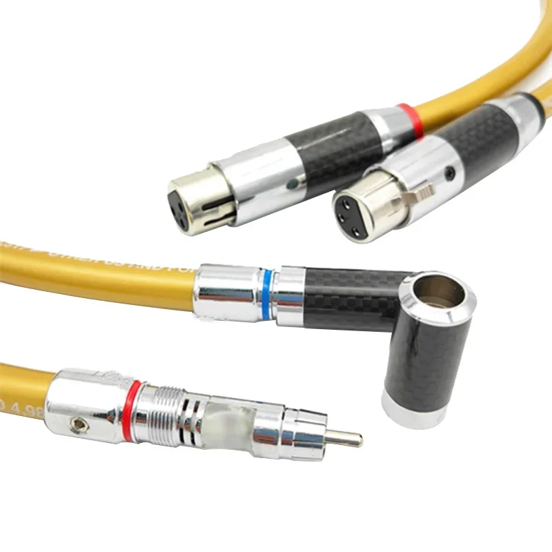 Pair HiFi Audio Interconnect Line Cardas RCA To XLR Male & Female Cable Carbon Fiber Plug