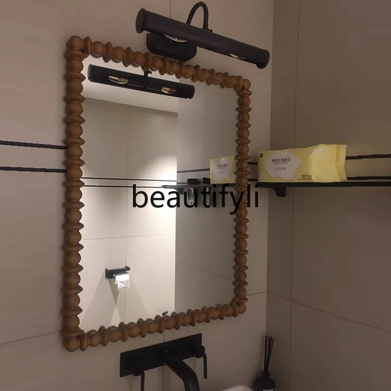 

American Retro Bathroom Mirror Wall-Mounted Dressing Mirror French Art Floor Mirror