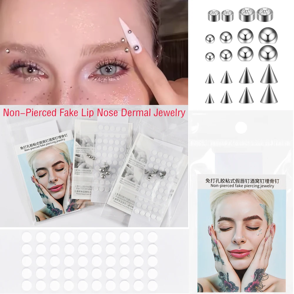 1 مجموعة فاسق وهمية الحاجب الدائري الأنف مسمار الشفاه Labret ترصيع فو البطن خواتم استبدال الكرة مخروط كريستال غير ثقب الجلد Ancho #1