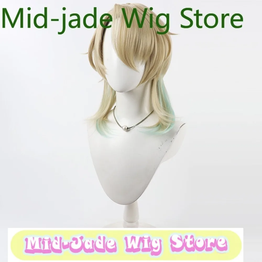 Peruca de jade médio ondas wuthering jue cosplay peruca anime jogo rpg festa de halloween perucas sintéticas
