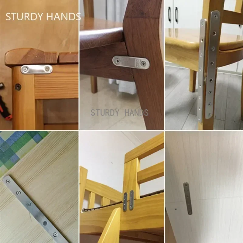 20 buah braket sudut baja tahan karat tebal, perlengkapan perangkat keras furnitur kode sudut datar konektor bagian lurus