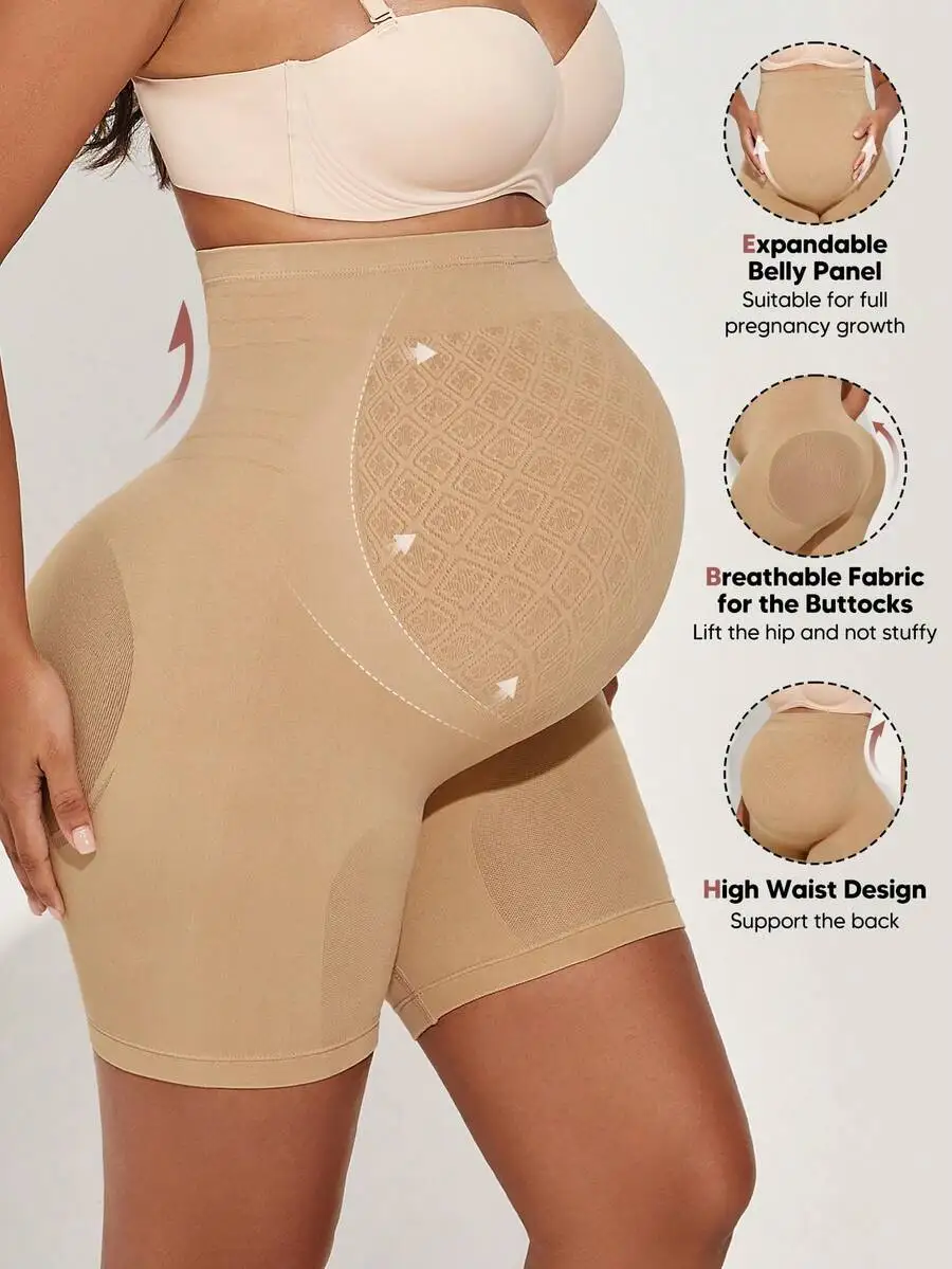 

High-Waisted Maternity Support Shorts With Expandable Belly Panel And Breathable Butt Fabric For Yoga Cycling
