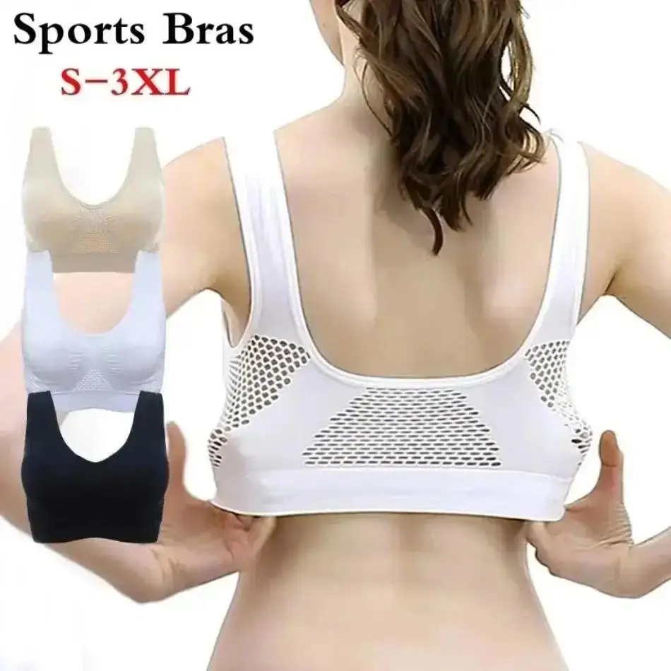 Women's Breathable Sports Vest Bra Sweat Absorbing Shock-absorbing Pad Track And Field Running Fitness Stretch Coat Sports Top