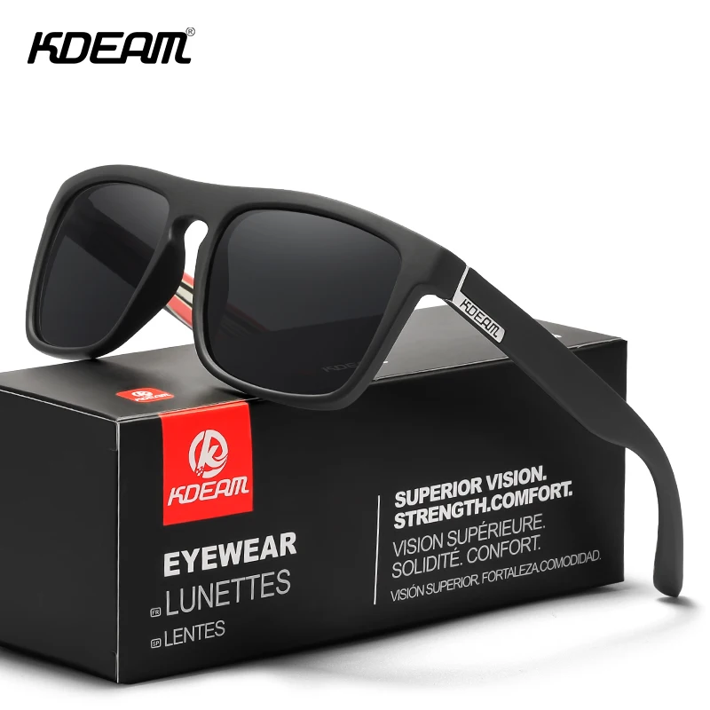 KDEAM 30 Colors Available Top Square Men's Sunglasses Polarized and UV400 Protection Translucent Glasses Frame Mirror Lense