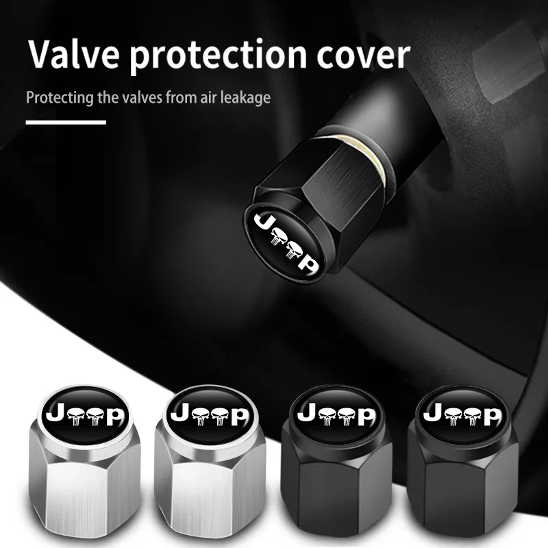 5pcs Aluminum Anti-theft Hexagonal Tire Valve Cap Accessories For Jeep Cherokee Wrangler JK JL Patriot Liberty Commander