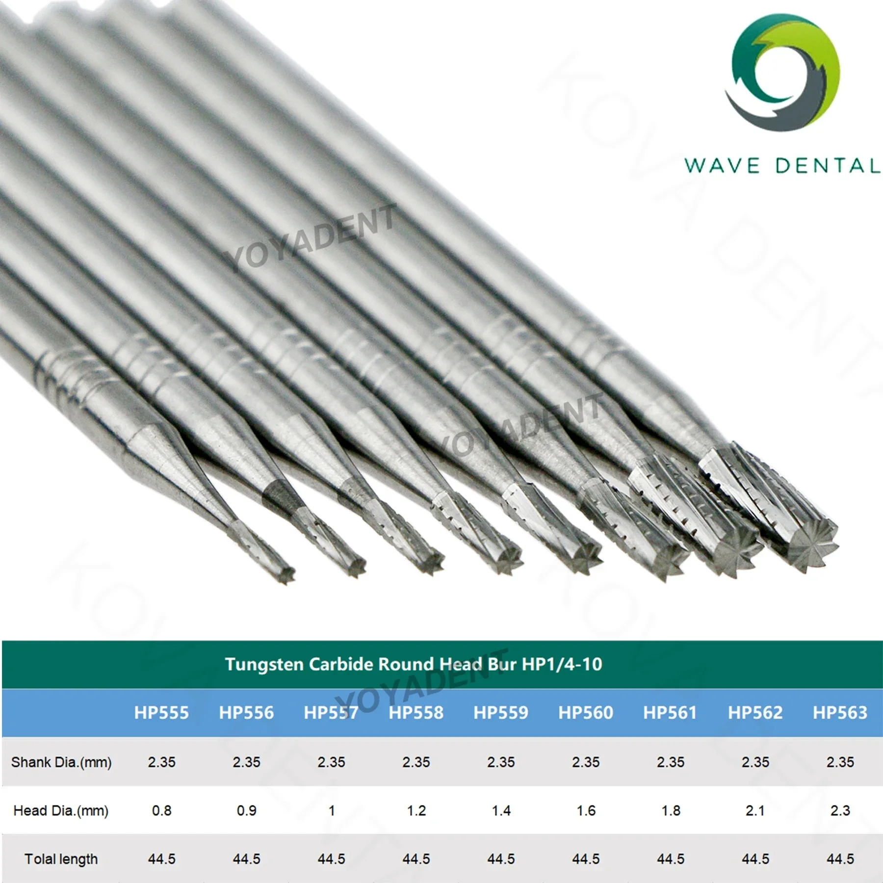 Fraises dentaires en carbure de tungstène, fraises dentaires ondulées, HP Dia, 2.35mm pour cône antarctique droit, pièce à main, outils de dentiste, 5 pièces