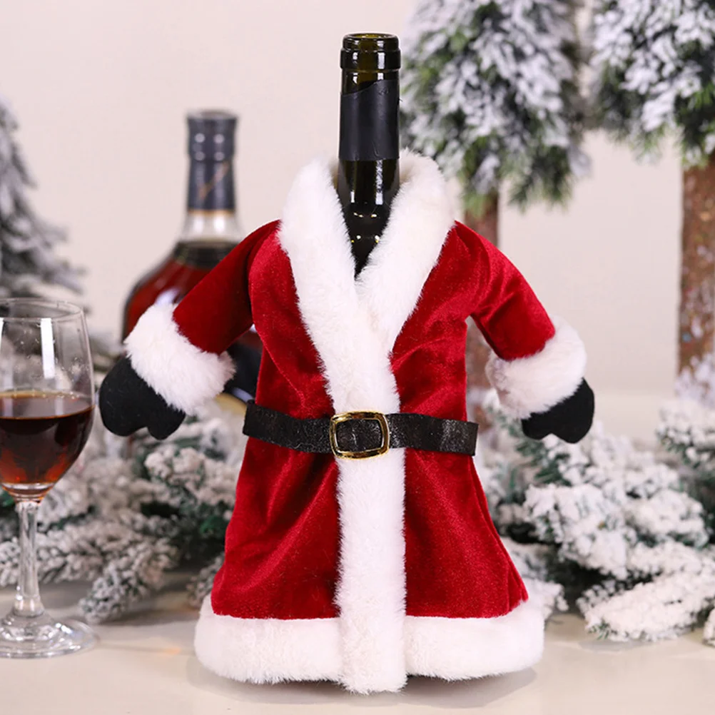 

Red Wine Bottle Dress Christmas Cover Wrap for Festive Decoration Home Coffee Hotel Use Breathable Reusable Bag for Regular Size