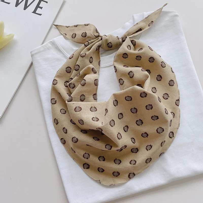 

%Cotton embroidered polka scarf women, artistic neck protector, polka small scarf, personalized headscar