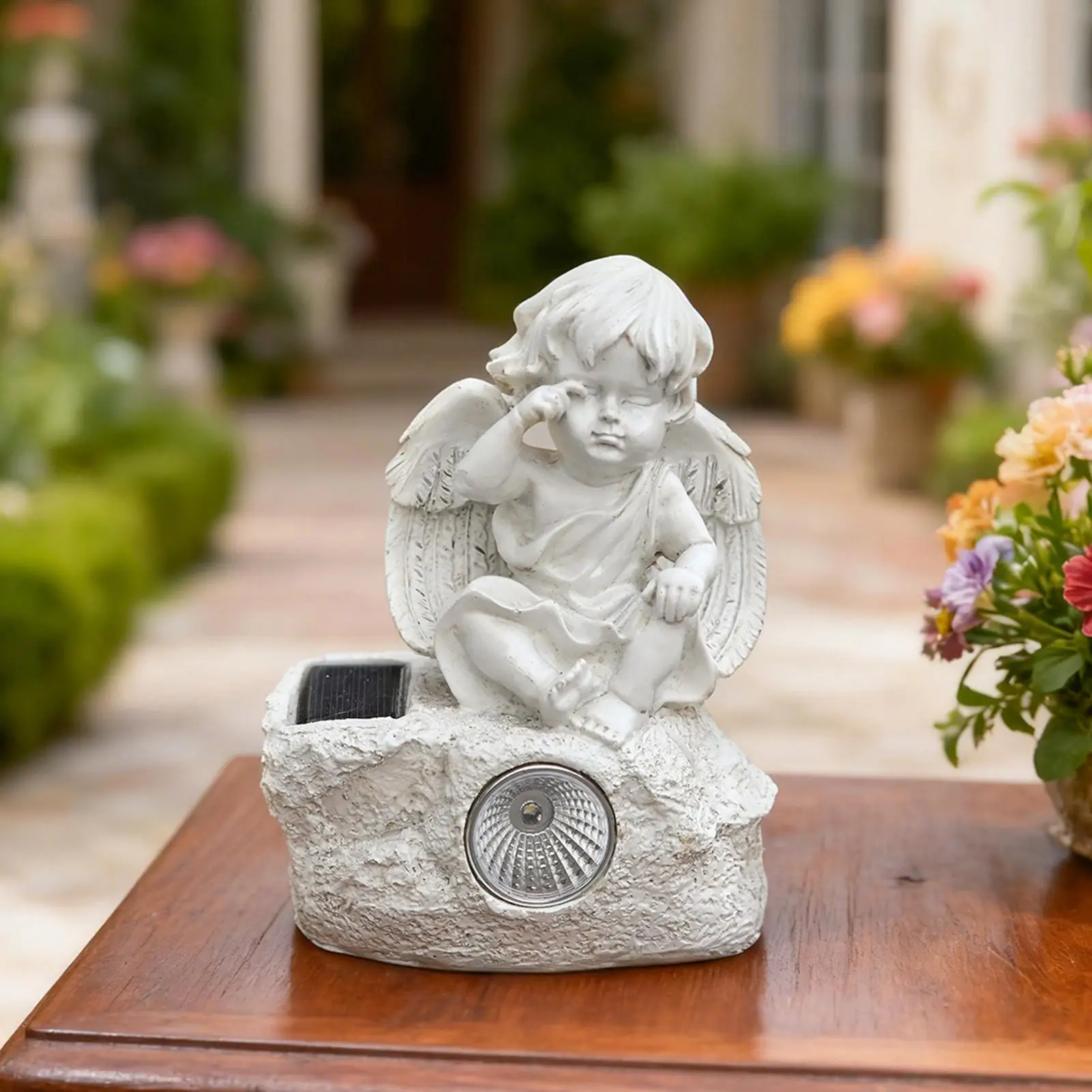 

Angel Statue Resin Cute Led Ambient Lighting Angel Garden Statues Outdoor Decor For Outdoor Patio Porch Pathway Lawn Landscape