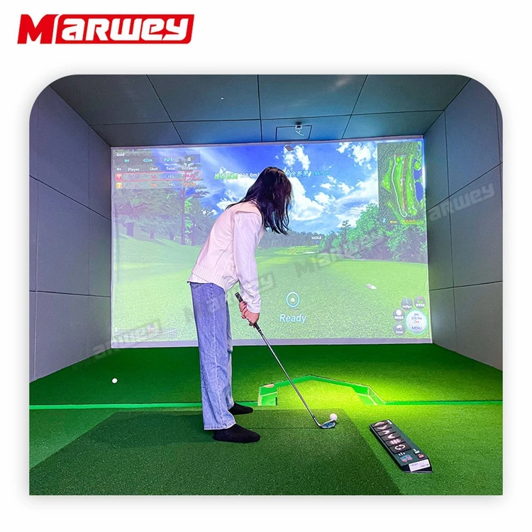 Marwey Professional Indoor Amusement Simulation Golf Game Machine Interactive Projection Golf Simulator Machine for Sports Park